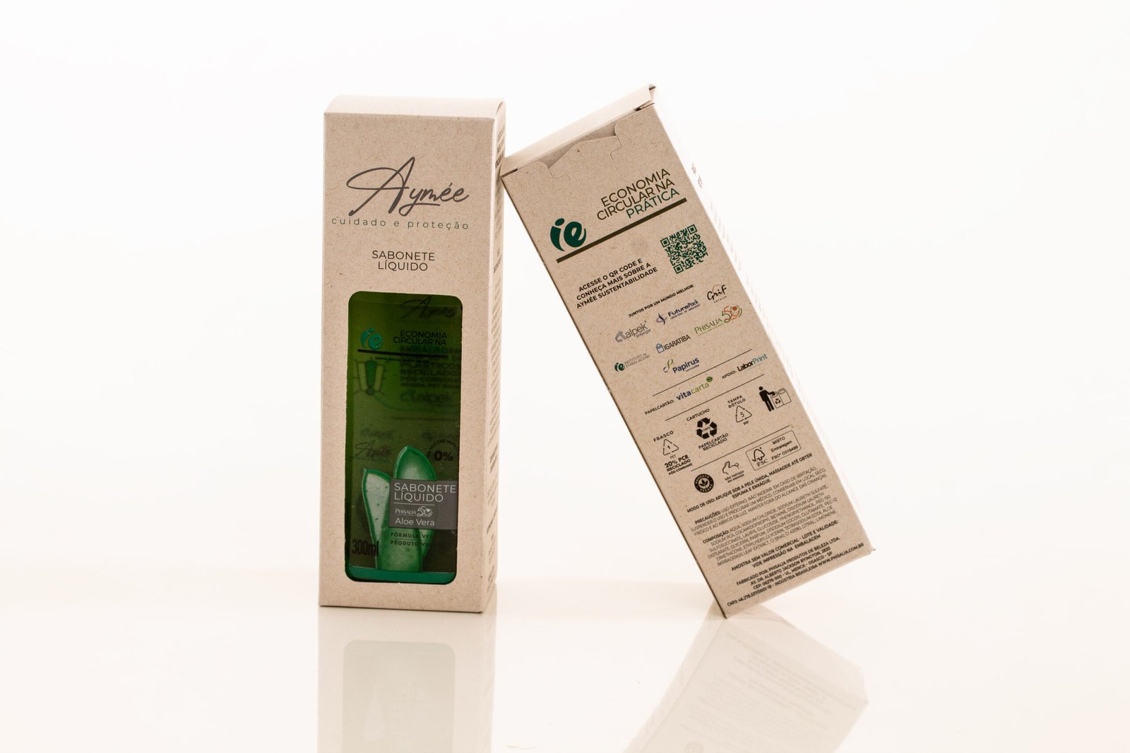Cartucho em papelcartão do sabonete líquido Aymée